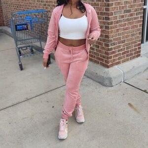 Fashion Nova Blush Velour Sweat Set